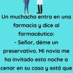 Un muchacho entra en una farmacia