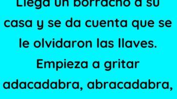 Llega un borracho a su casa y se da cuenta