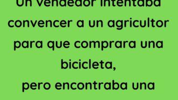 Un vendedor intentaba hablar con un granjero