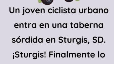 Un joven ciclista urbano entra en una taberna sórdida.