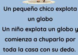 Un pequeño chico explota un globo