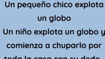 Un pequeño chico explota un globo