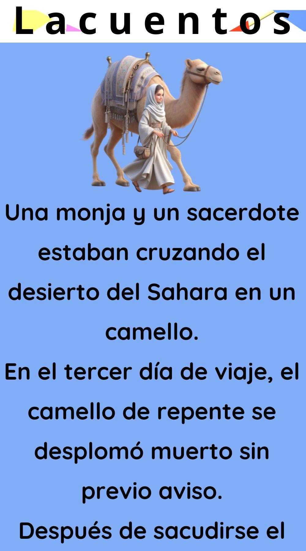 Una monja y un sacerdote cruzando el desierto del Sahara en camello