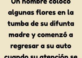 Un hombre coloco algunas flores en la tumba