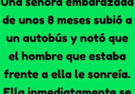 Una senora embarazada se subio a un autobus